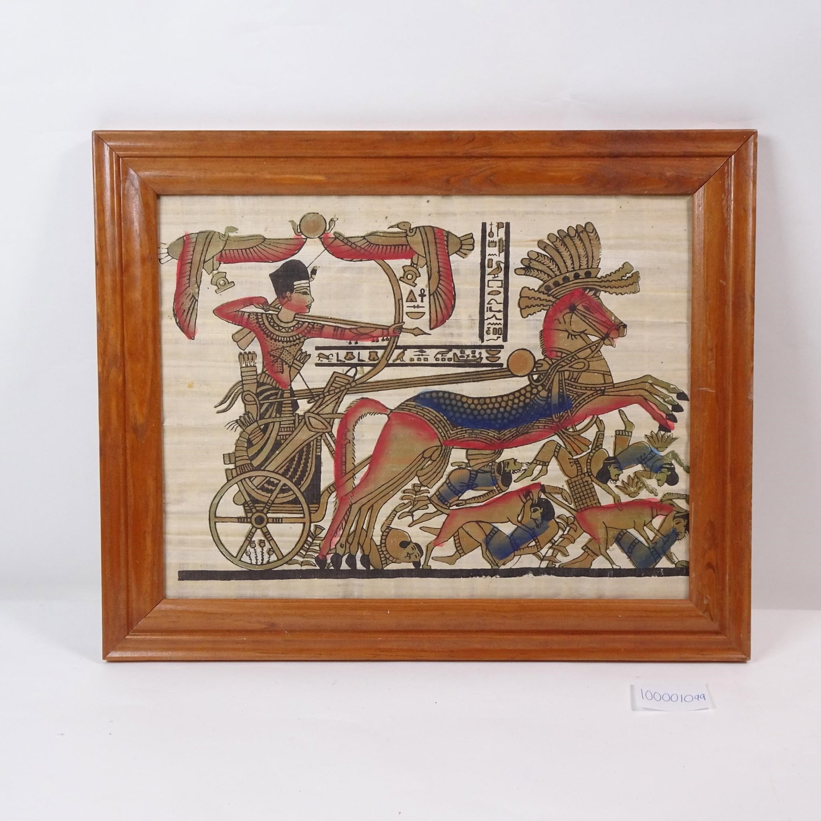 Papyrus Egyptian Art "The Battle of Gatiss War":: This "Papyrus Egyptian Art 'The Battle of Gatiss War'" offers a dynamic and vivid depiction of ancient Egyptian conflict. Rendered on authentic papyrus, this piece captures the characteristic style of