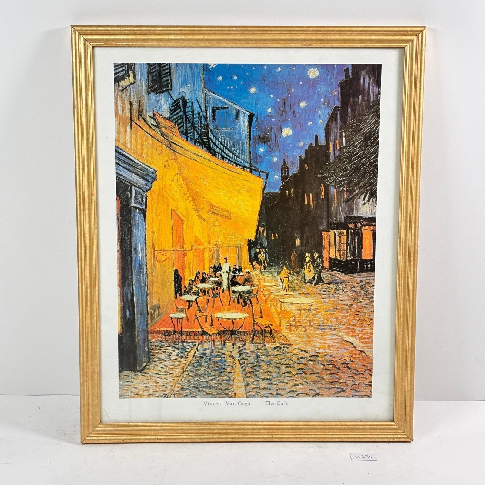 Vincent Van Gogh "The Cafe" Print: Van Gogh "The Cafe" Print. Captures a classic night scene in his distinctive style. Sold as-is, condition varies. See photos for details.