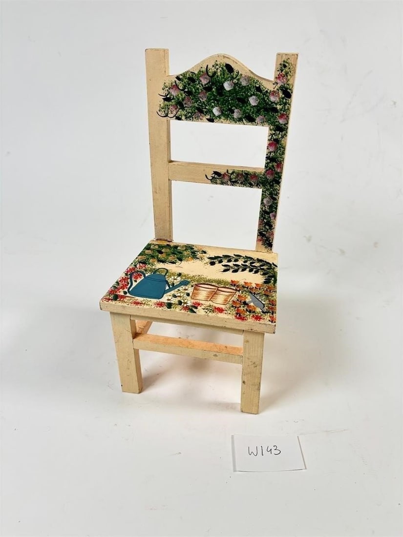 Vintage Crazy Mountain Small Hand Painted...: Wooden Chair. Vintage Small Hand Painted Wooden Chair - Sold as-is, condition varies. See photos for details.