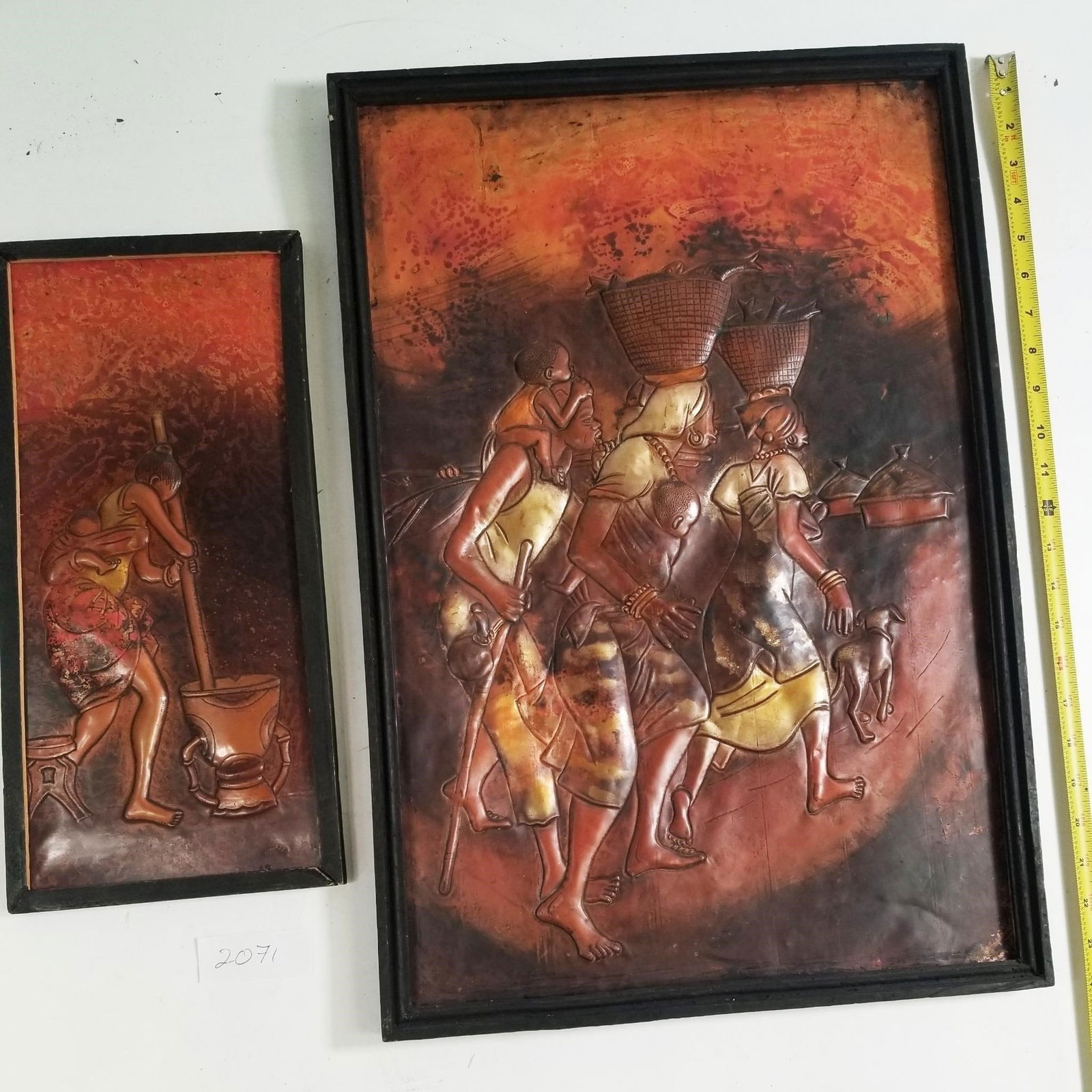 Set of 2 Framed Copper/ Bronze Art Pieces: Set of 2 Framed Copper/ Bronze Art Pieces Sold as-is, condition varies. See photos for details.