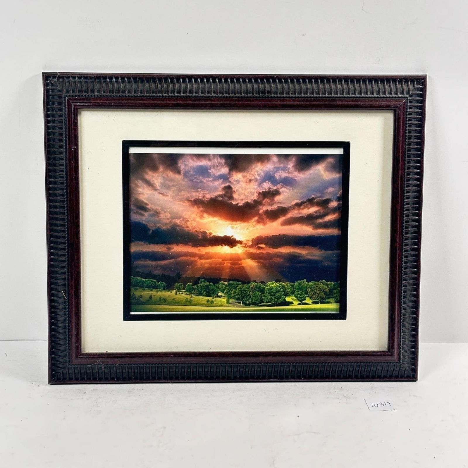 Vivid Sunset over Fields Print Framed (1 of 2)