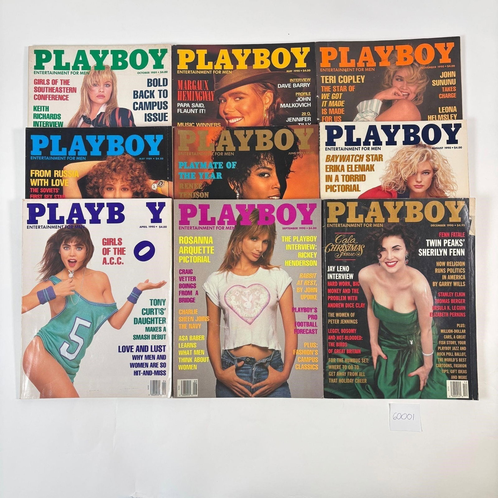 Vintage Playboy Magazines Set of 9 (1989-1990): Set of 9 original Playboy magazines from 1989 to 1990. A nostalgic collection featuring iconic covers, vintage ads, and classic content from the late '80s and early '90s. Great for collectors or fans 