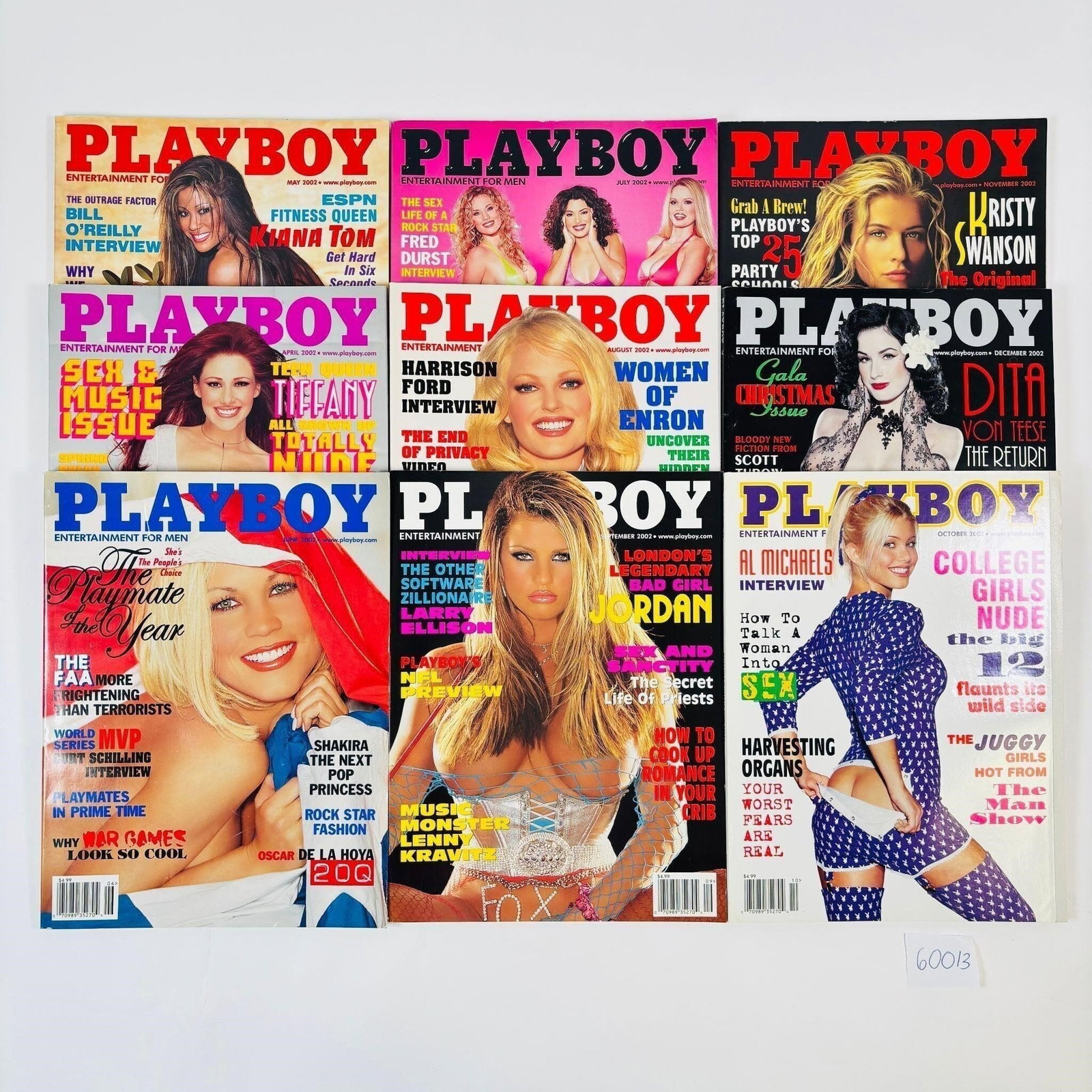Vintage Playboy Magazines Set of 9 (2002):: Set of 9 original Playboy magazines from 2002. A nostalgic collection featuring iconic covers, vintage ads, and classic content from the early 2000s. Great for collectors or fans of vintage pop cultur