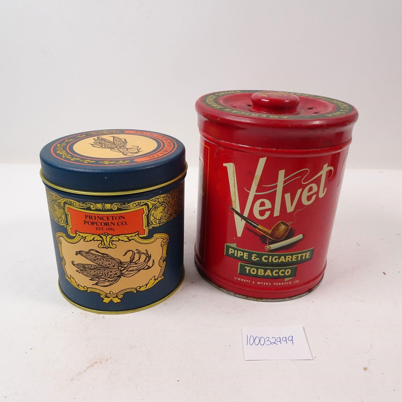 Vtg Velvet Tobacco Tin and Princeton Popcorn Tin (1 of 5)