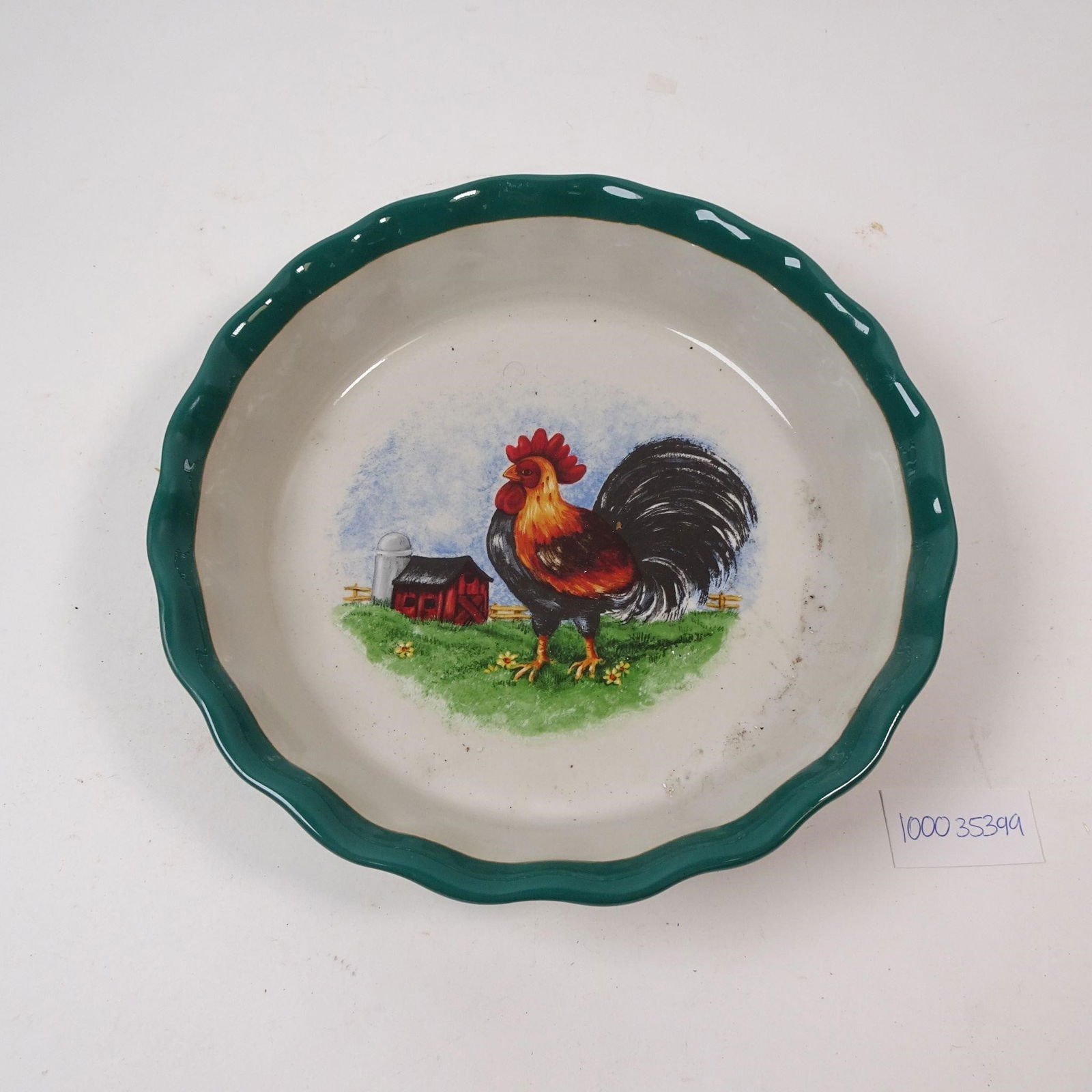 Vintage Stoneware Rooster Pie Plate (1 of 3)