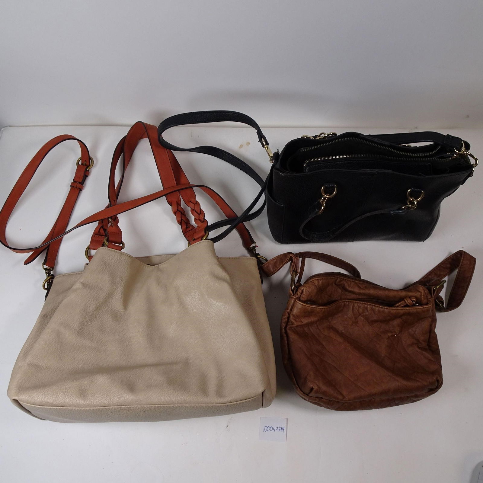 Set of 3 Purses Canvas and Faux Leather (1 of 9)