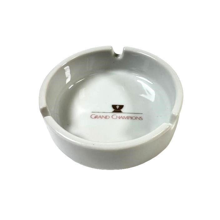 Vintage Grand Champions Hotel White Porecelain...: Ashtray. Elegant vintage white porcelain ashtray from the Grand Champions Hotel. A timeless collectible piece with a classic design. Please review photos for details.