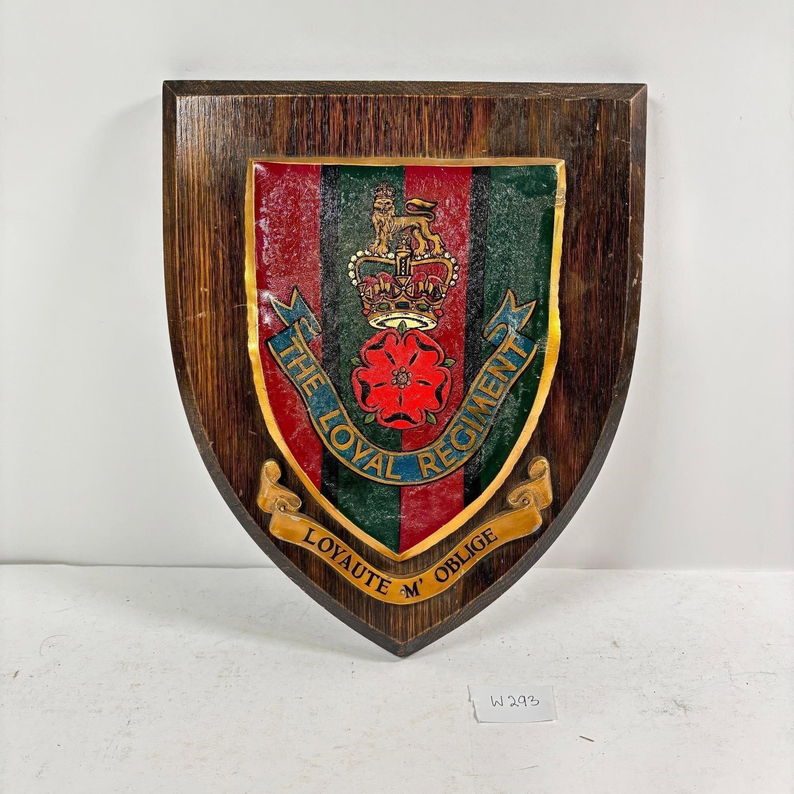 Vintage Regimental Oak Crest Shield Plaque: The...: Loyoal Regiment. Vintage Regimental Oak Crest Shield Plaque: The Loyal Regiment. Crafted from oak with a crest design. Sold as-is, condition varies. See photos for details.