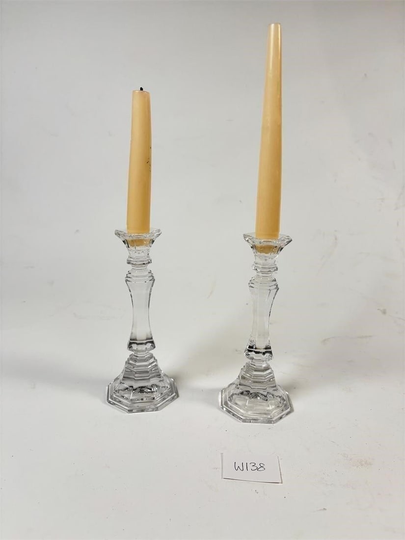 Vintage Wedgwood Crystal Candleholders and Tapers: Vintage Wedgwood Crystal Candleholders and Tapers - Sold as-is, condition varies. See photos for details.