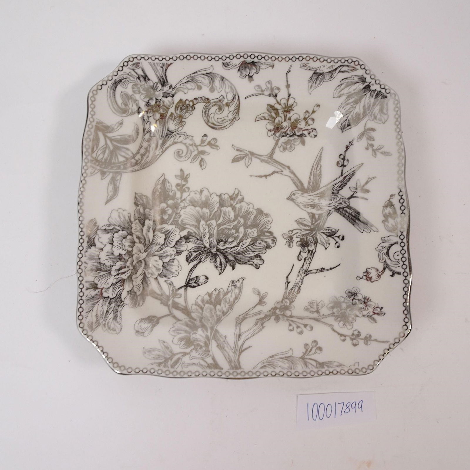Adelaide Grey and White Salad Plate: A decorative and functional salad plate with an Adelaide Grey and White pattern. This piece features a classic, elegant design, perfect for adding a touch of sophistication to your dinnerware or for u