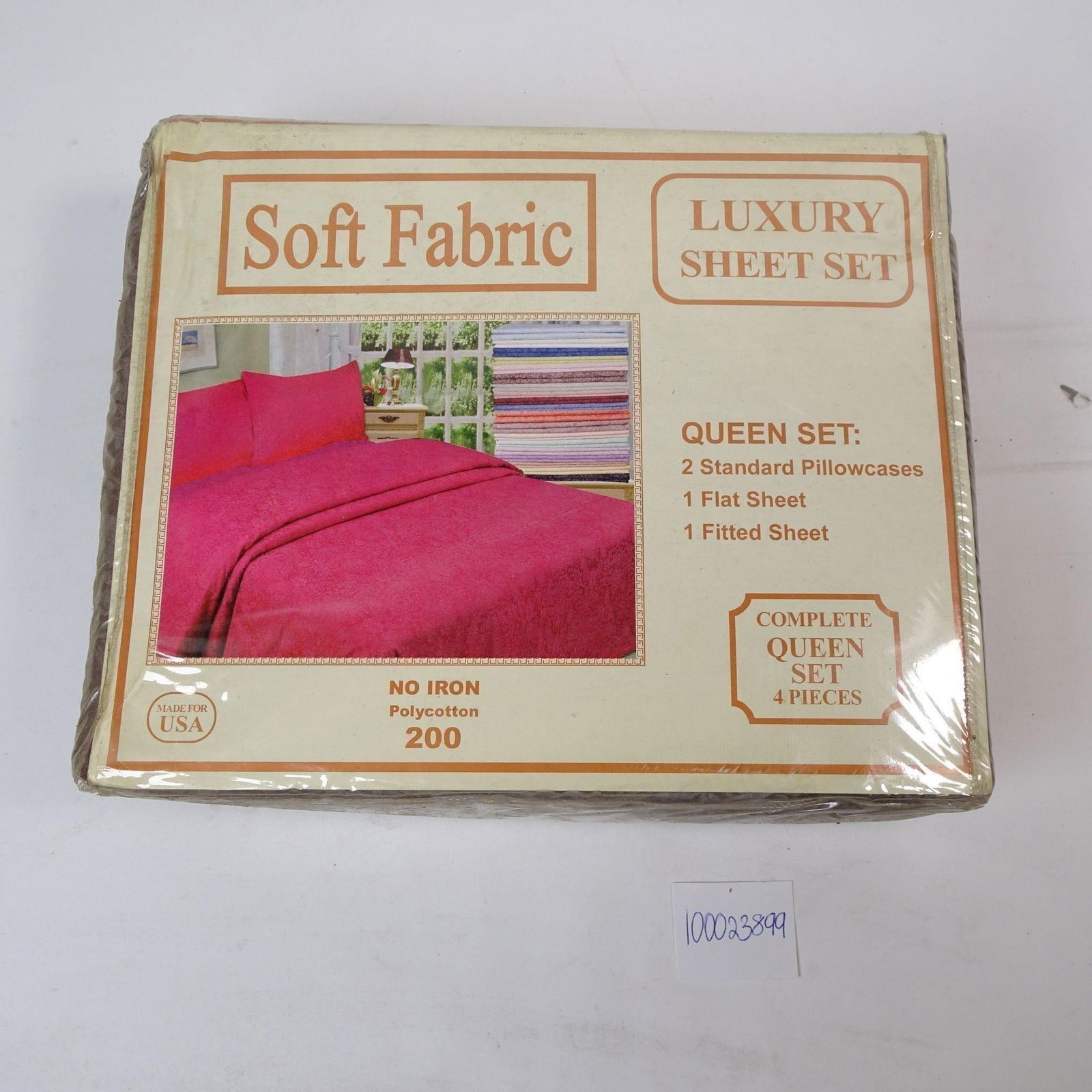 Soft Fabric Queen Sheet Set Polycotton 200: A new soft polycotton Queen sheet set, perfect for a comfortable night's sleep. The 200-thread count fabric provides a smooth and cozy feel, ideal for adding a touch of simple luxury and comfort to yo