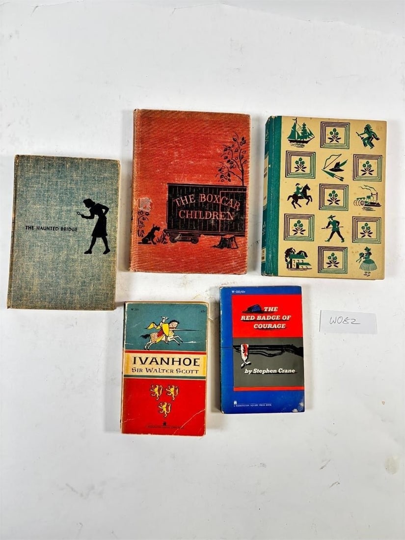 Assortment of vintage books Set of 5 (Little...: Women, The Hunted Bridge, The Boxcar Children and more). Assortment of books Set of 5- Sold as-is, condition varies. See photos for details.