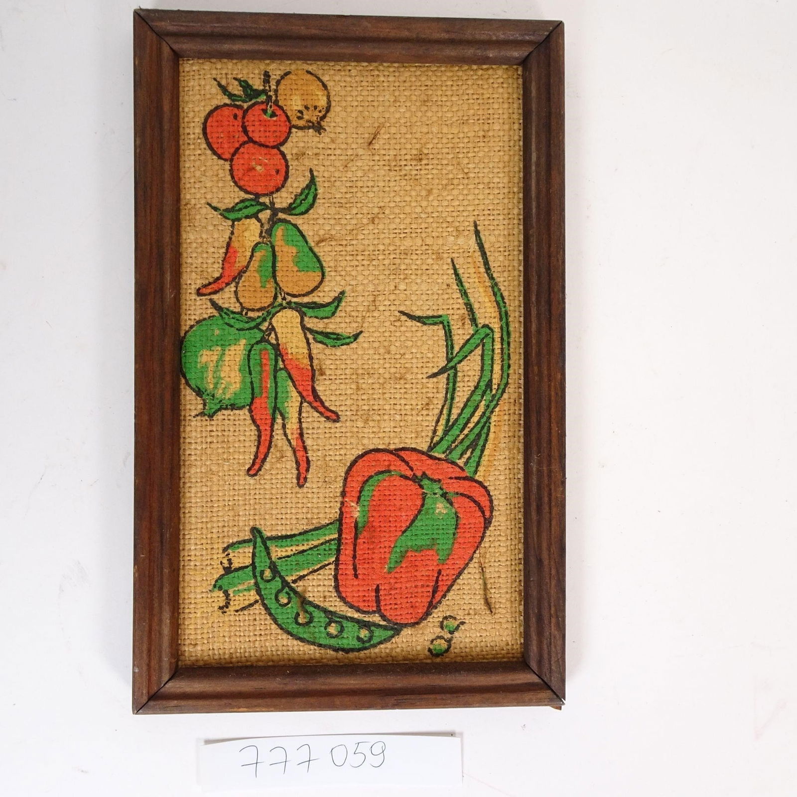Vintage Hand-Painted Burlap Folk Art (1 of 4)