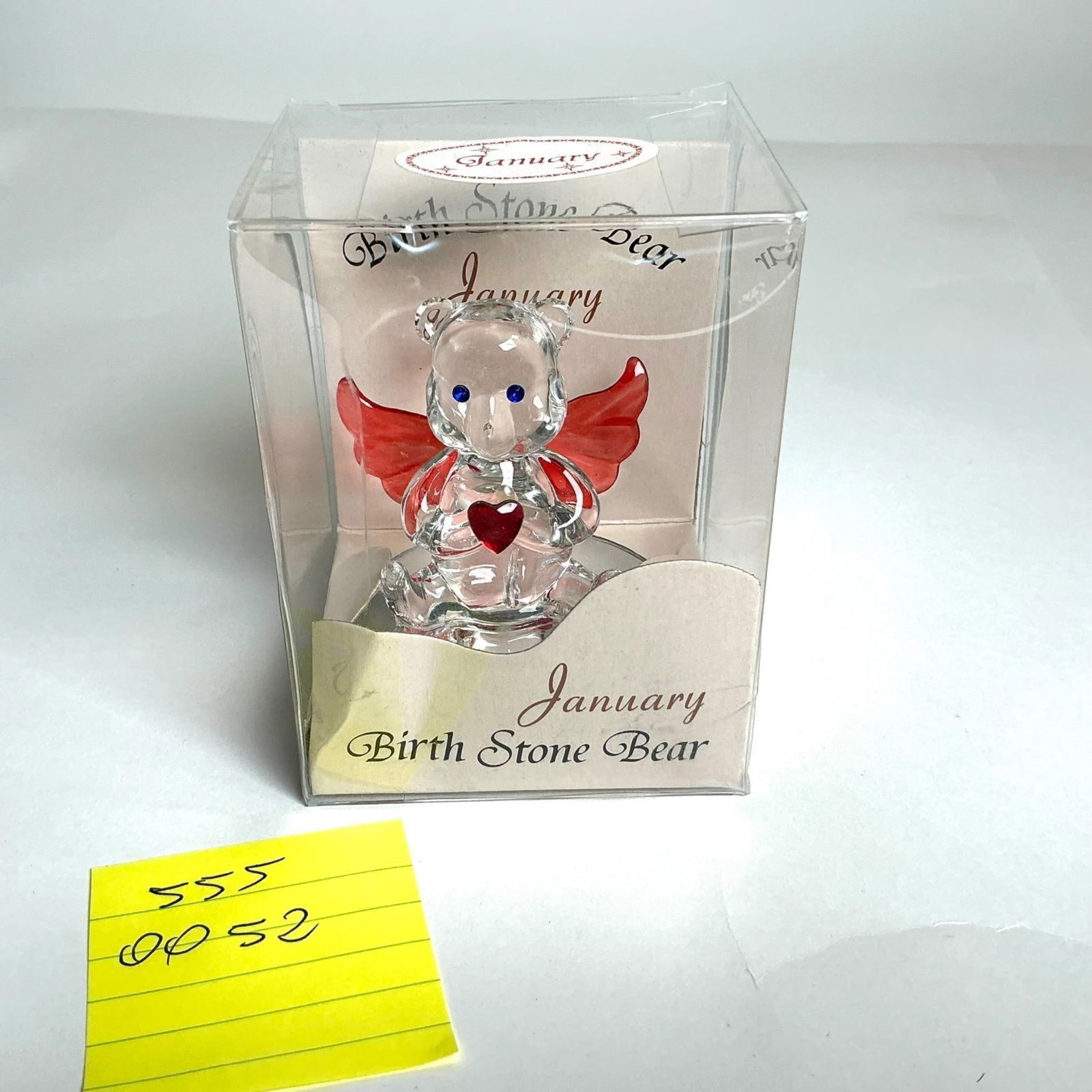 Birth Stone Art Glass Angel Teddy Bear Figurine: January Birth Stone Art Glass Angel Teddy Bear Figurine
