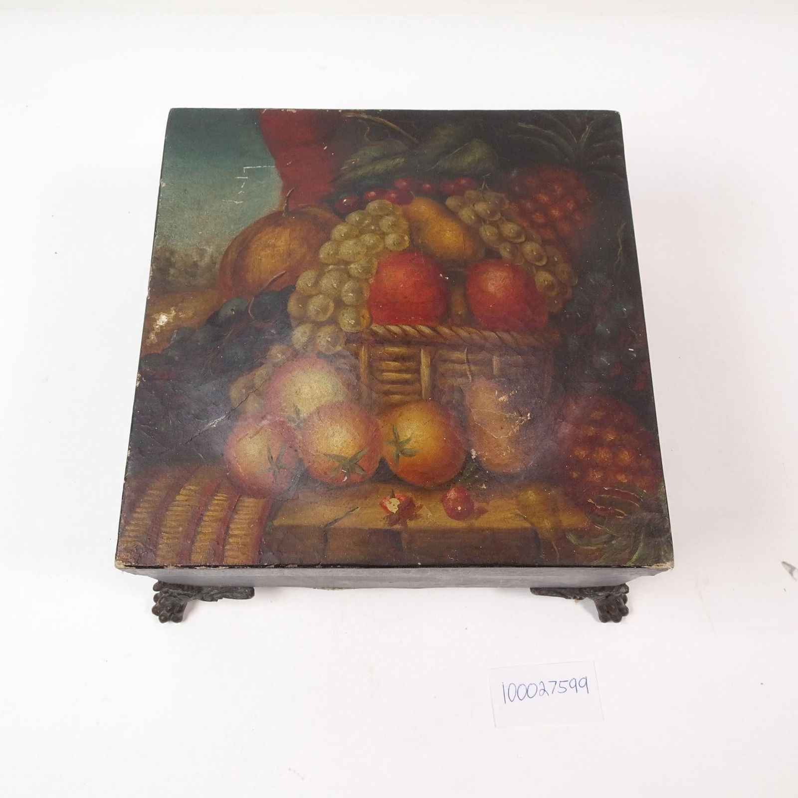 Maitland-Smith Wooden Moody Handpainted Box: A decorative wooden box from the luxury brand Maitland-Smith, featuring a unique, hand-painted 'moody' design. This piece is a testament to fine craftsmanship, perfect for adding a touch of sophistica