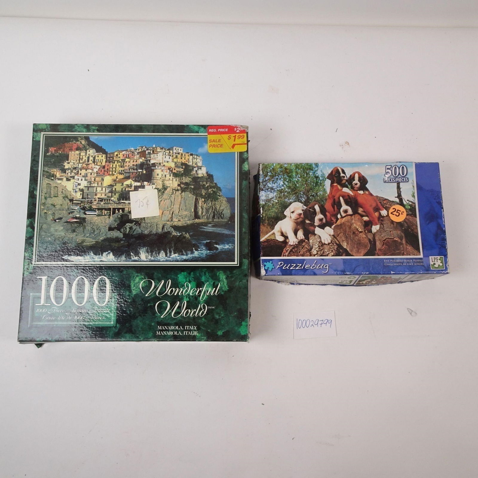 Game Night Puzzle Sets: Italian Coast and Puppies: A delightful set of two puzzles, featuring a scenic Italian coast landscape and a charming puppies motif. This collection offers a fun combination of challenging relaxation and heartwarming imagery, p