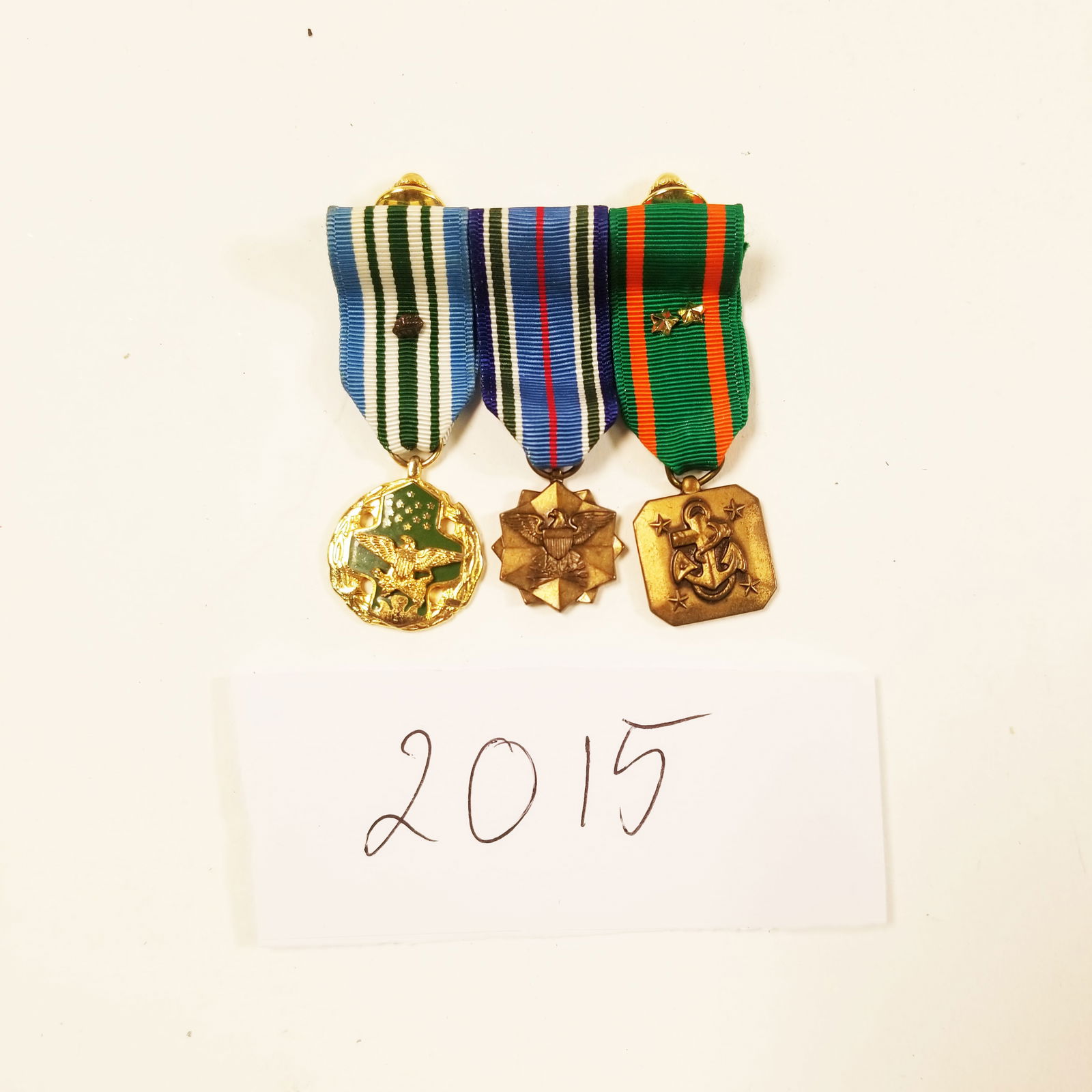 Set of 3 Miniature Medals: White Tiger Ceramic Snow Globe- Joint Service Achievement - 24k Gold Plated- Joint Service Commendation- US Army USMC Marine Navy Achievement Mini Medal