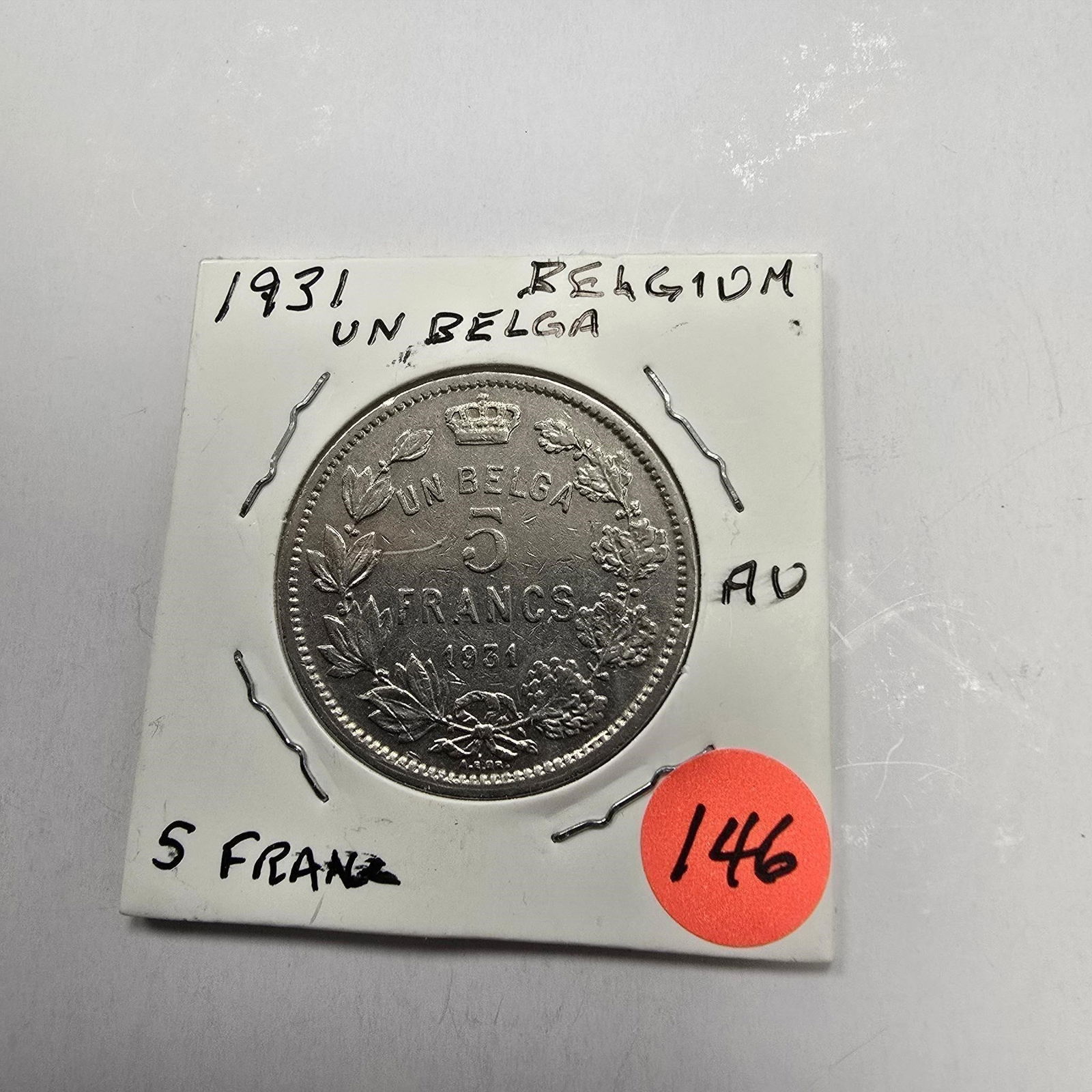 1931 Belgium 5 Francs (1 Belga) Silver Coin (1 of 3)
