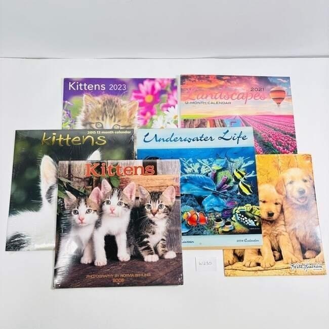 Assortment of Calendars (Animals and...: Landscapes) Set of 6. This lot includes a set of 6 calendars showcasing beautiful photography of both animals and landscapes. Perfect for adding visual appeal to your home or office, or for gifting. P