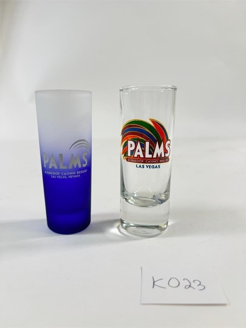 Vintage Shot Glasses Set of 2 (Souvenir Style:...: Las Vegas Palms Casino Resort). Vintage Shot Glasses Set of 2, featuring souvenir-style designs from Las Vegas Palms Casino Resort. Great for collectors. Refer to attached photos for details.