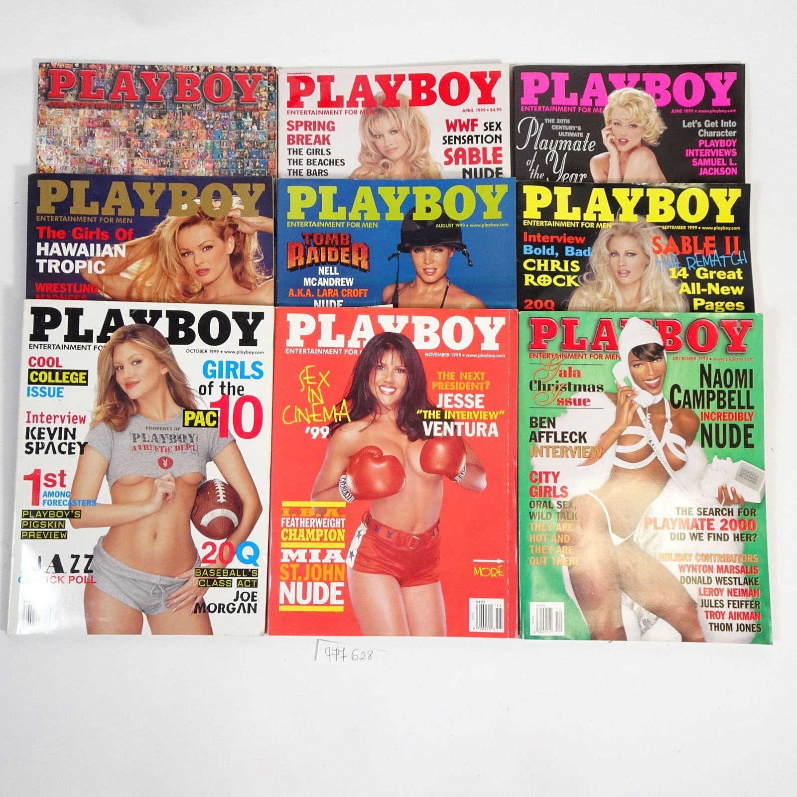 Vintage PLAYBOY Magazine Lot: Offered is a vintage lot of 9 original Playboy magazines from the 1999. Highly collectible era featuring iconic photography, pop-culture articles, and classic Playboy cover art. Condition: Good to ver