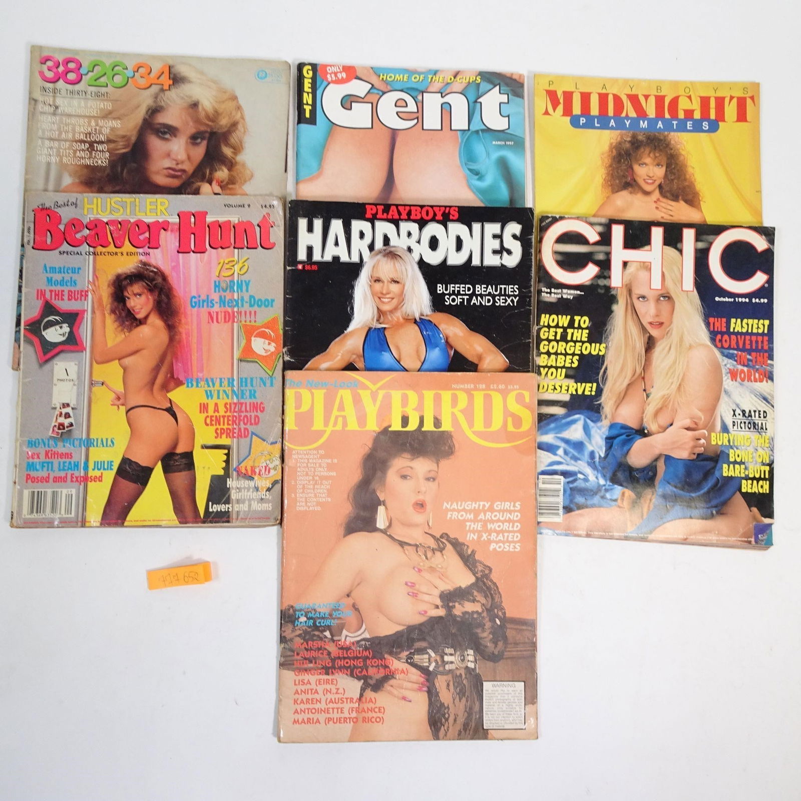 Vintage Adult Magazine Lot: Original vintage adult magazine lot from the 1980s-1990s, featuring well-known titles such as Playboy, Gent, Chic, Hustler (special editions), and Playbirds. All items are original and complete, showi