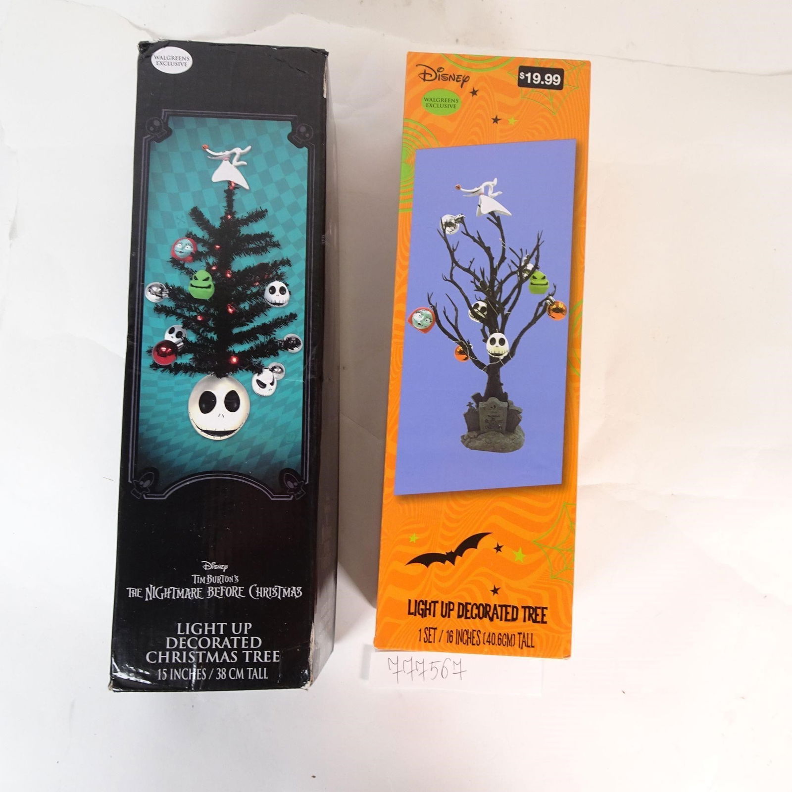 Disney Tim Burton's Decorated Tree: Original Disney Tim Burton's The Nightmare Before Christmas light-up decorated tree featuring Jack Skellington and Zero. This unique decorative piece combines Halloween and Christmas vibes, making it