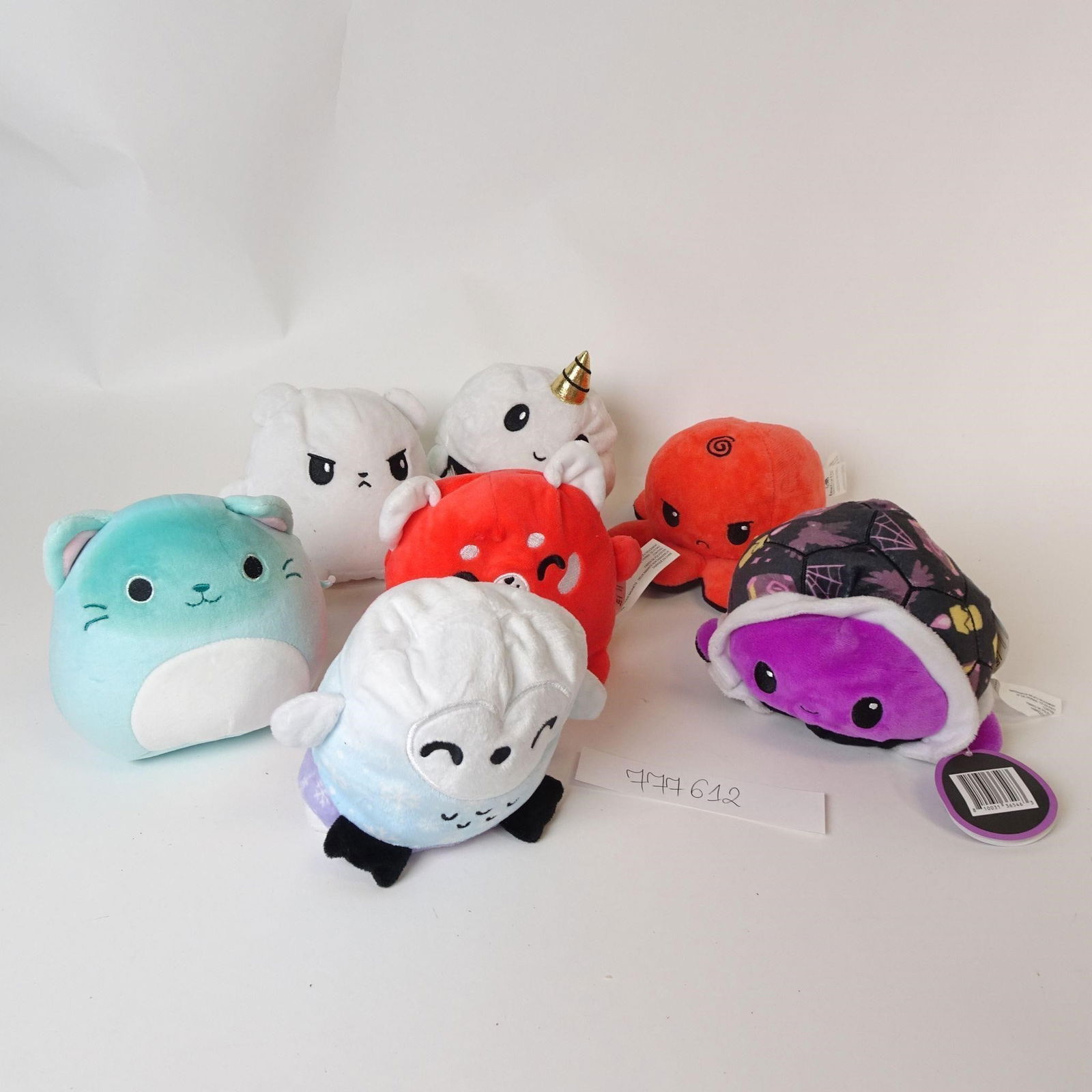 Plush Toy Lot (7): This lot features eight adorable round-style plush toys, known for their soft, squishy feel and expressive faces. A fun and colorful mix of animals and fantasy-themed characters. Perfect for kids, plu