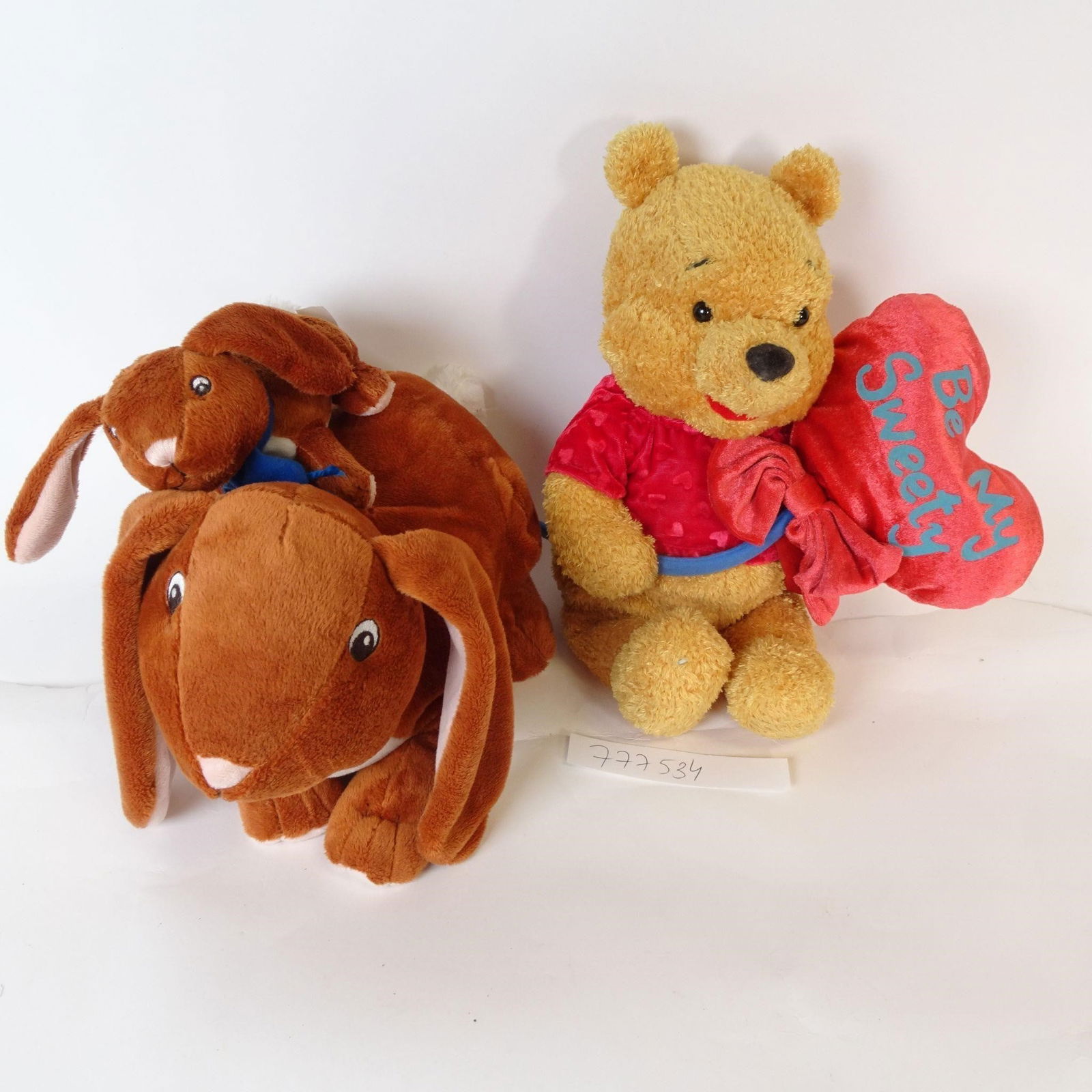 Plush Toy Lot - Teddy Bears & Bunny: Mixed lot of soft plush toys including teddy bears and a bunny. Pre-owned, in good condition. Great for kids, collectors, or display. Sold as one lot.