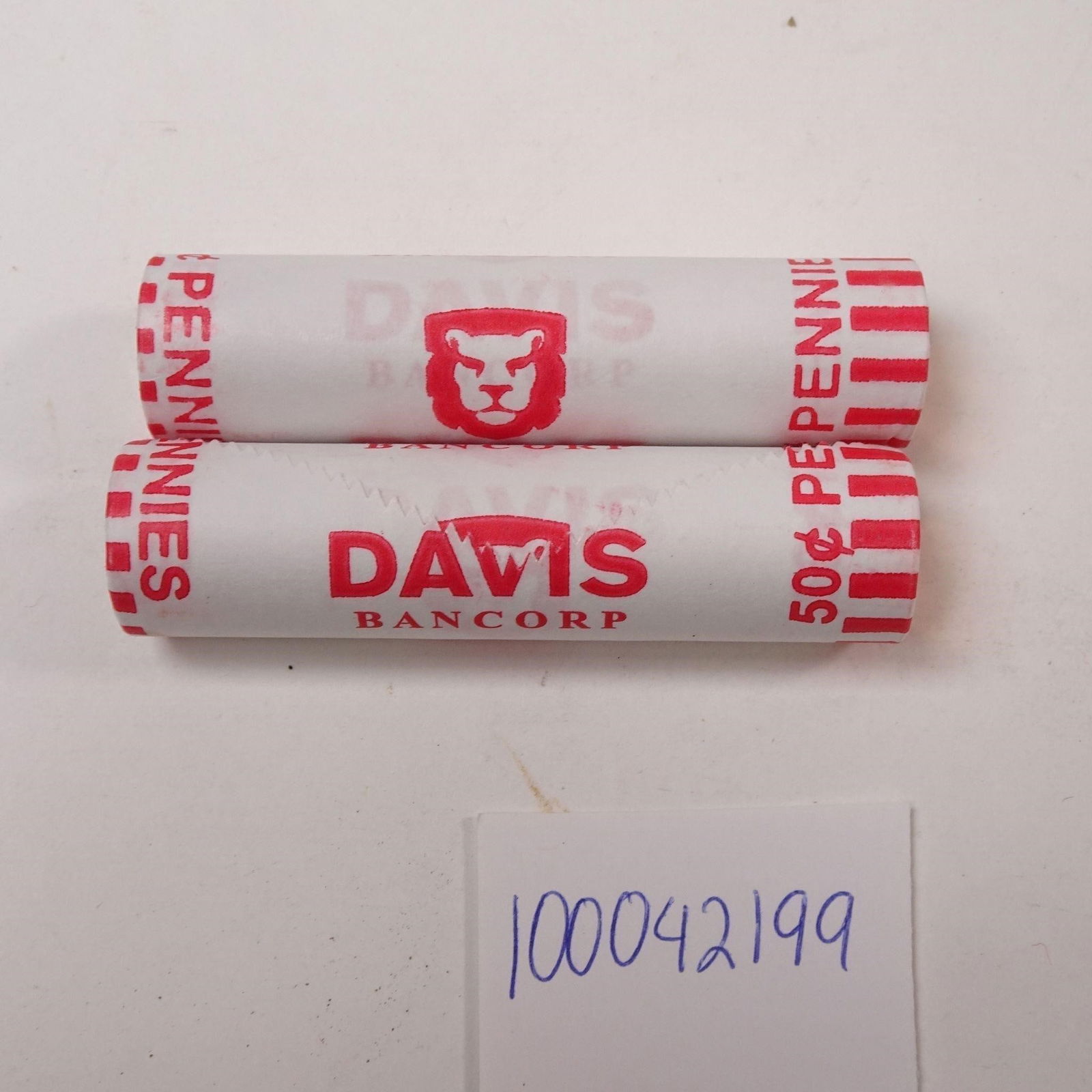 New Bank Wrapped Rolls Pennies 2024-D 50 Cents: A set of new Bank Wrapped Rolls of 2024-D 50 Cents coins. These rolls contain fifty-cent coins minted in Denver ('D' mint mark) and are ideal for collectors, investors, or anyone looking for uncircula