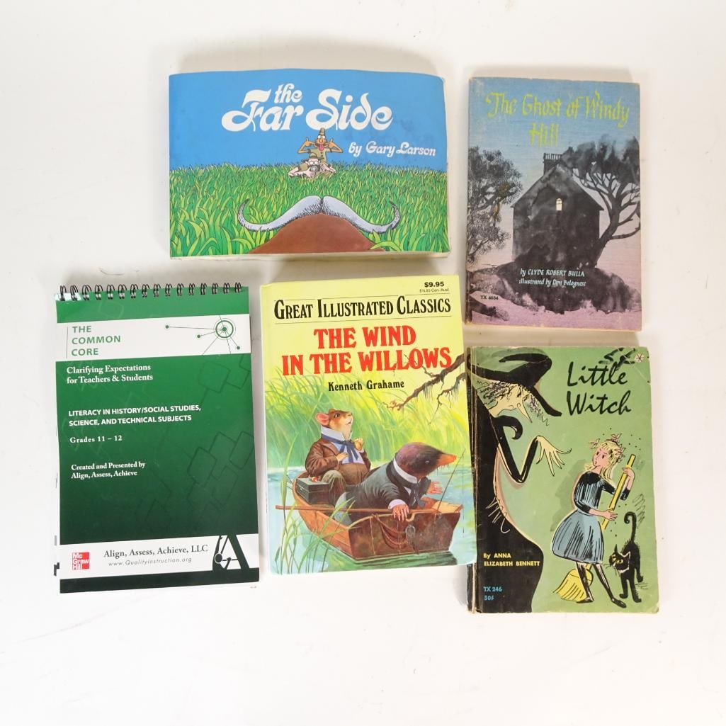 Vintage & Classic Book Lot: This mixed book lot combines humor, classic literature, and vintage children?s titles: The Far Side by Gary Larson ? iconic cartoon collection The Ghost of Windy Hill by Clyde Robert Bulla ? vinta