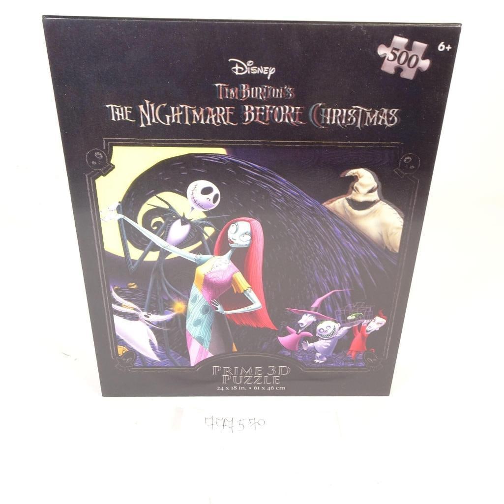 Prime 3D Puzzle, 500 Pieces: Official Disney Prime 3D Puzzle featuring artwork from The Nightmare Before Christmas by Tim Burton. This premium puzzle includes 500 pieces and creates a striking lenticular 3D effect when completed.