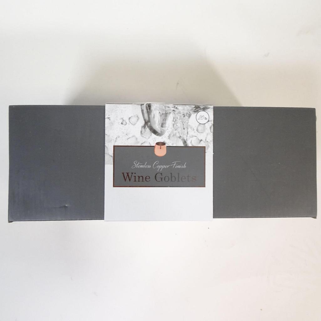 Stemless Copper Finish Wine Goblets - 3