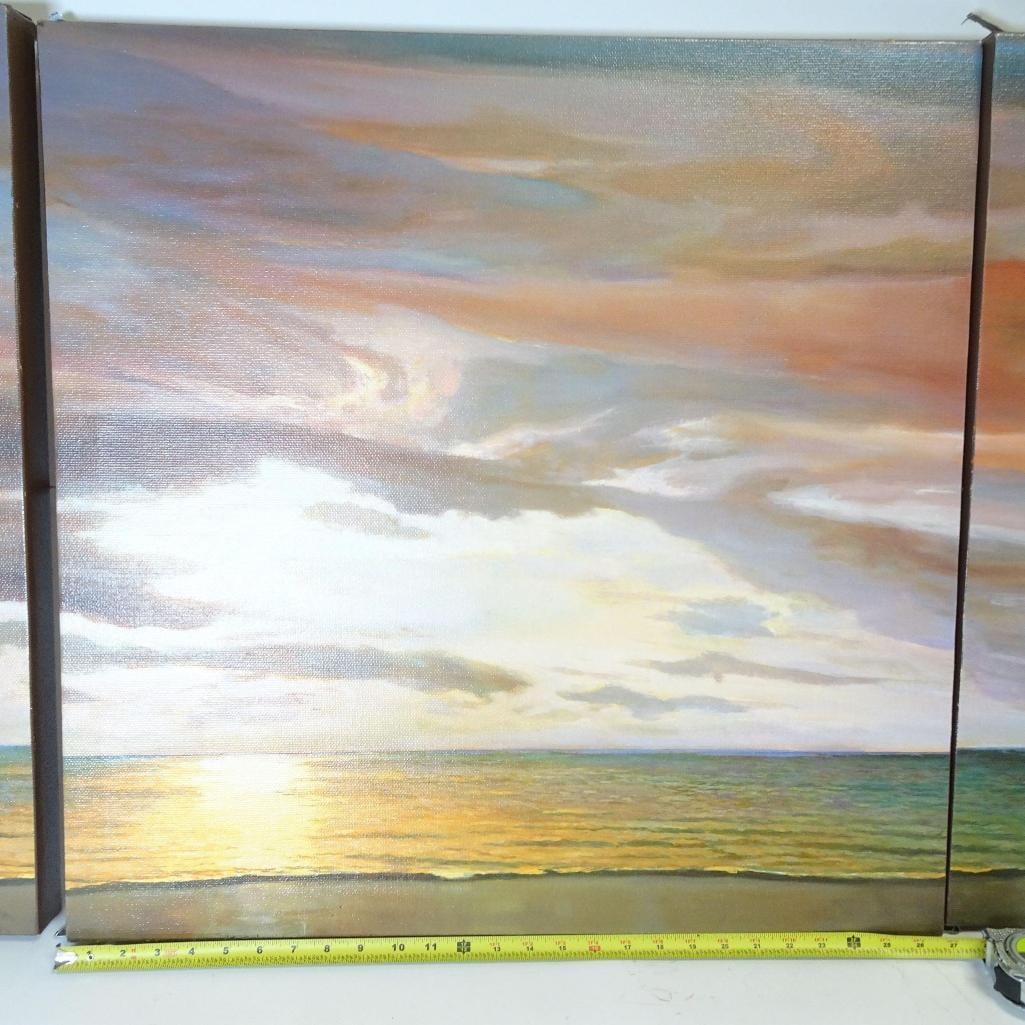 Large Seascape Sunset Triptych - 3