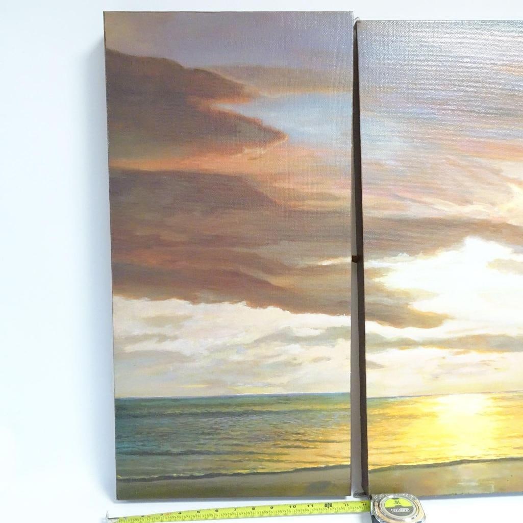 Large Seascape Sunset Triptych - 5