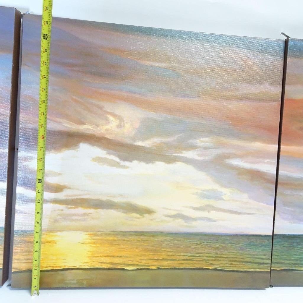 Large Seascape Sunset Triptych - 7