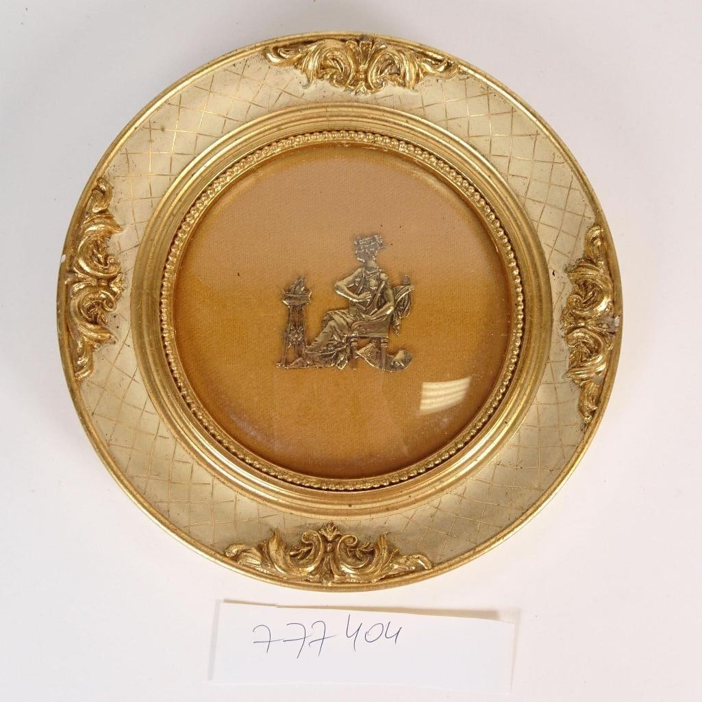 Antique Round Decorative Frame with Metal Relief (1 of 8)