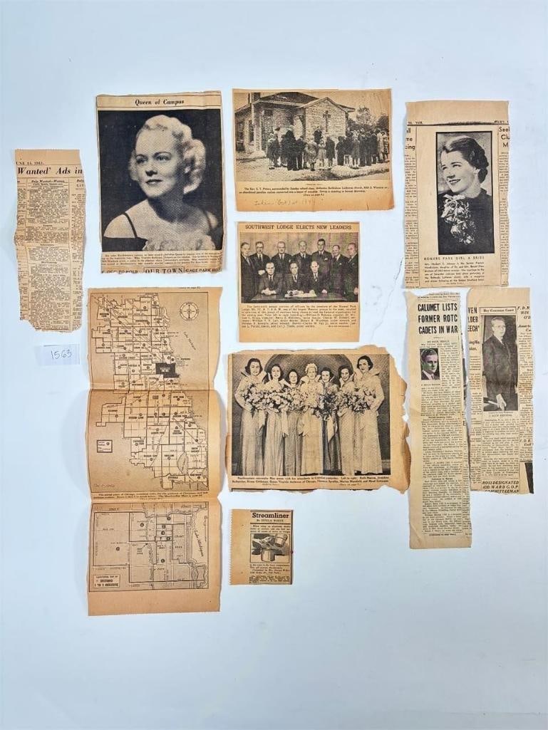 Vintage Chicago News Paper Related Cut Outs Set of 10 (1 of 4)