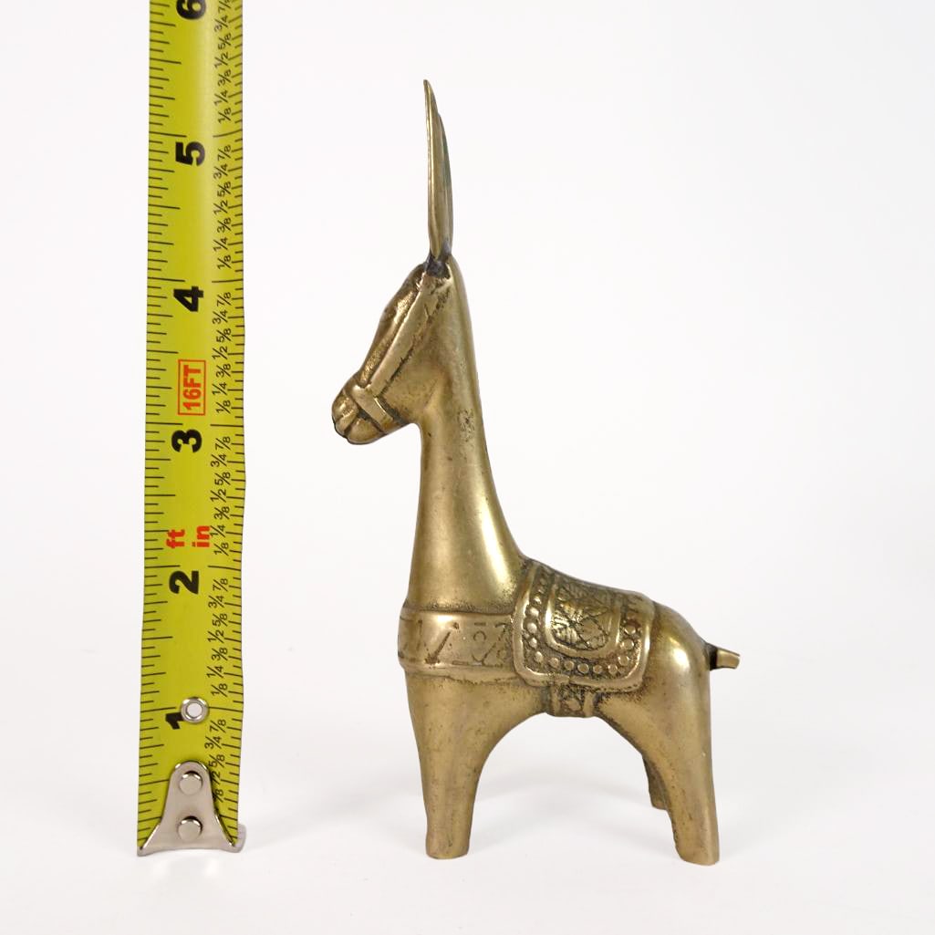 Vintage Solid Brass Donkey Figurine 4" (1 of 5)