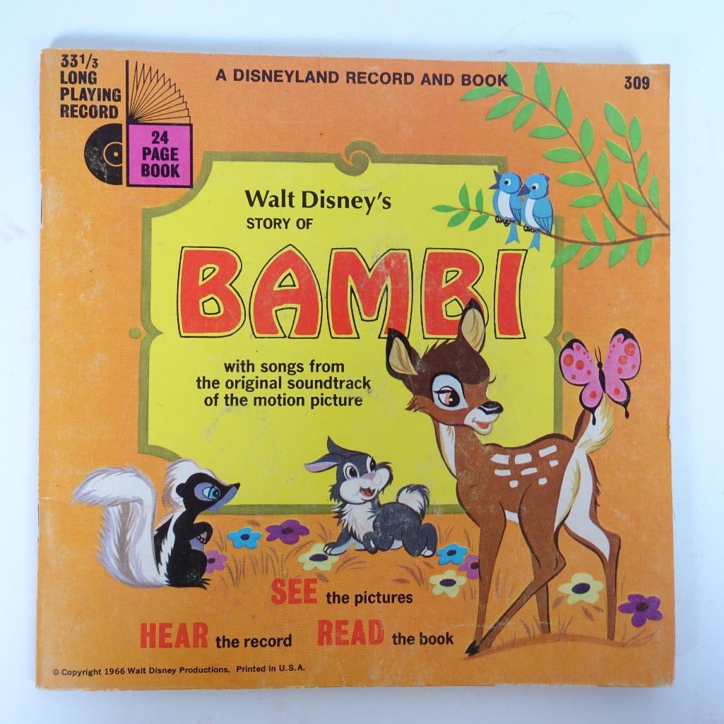 Vintage Walt Disney Story of Bambi Book & Record Set 7" (1 of 4)