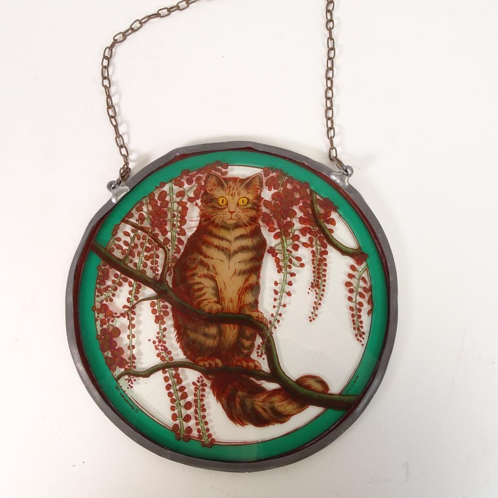 Vintage 1981 J. Lewarne Cat Stained Glass Style Sun Catcher (1 of 5)
