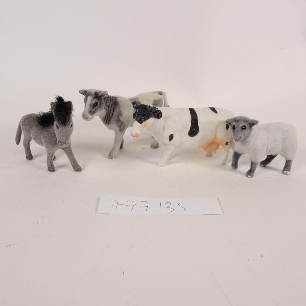 Vintage Flocked Farm Animals Toy Figures (1 of 3)