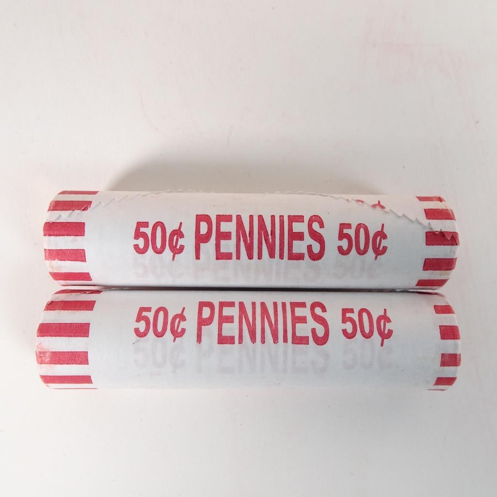 2 Bank-Wrapped Rolls of Lincoln Pennies (1 of 6)