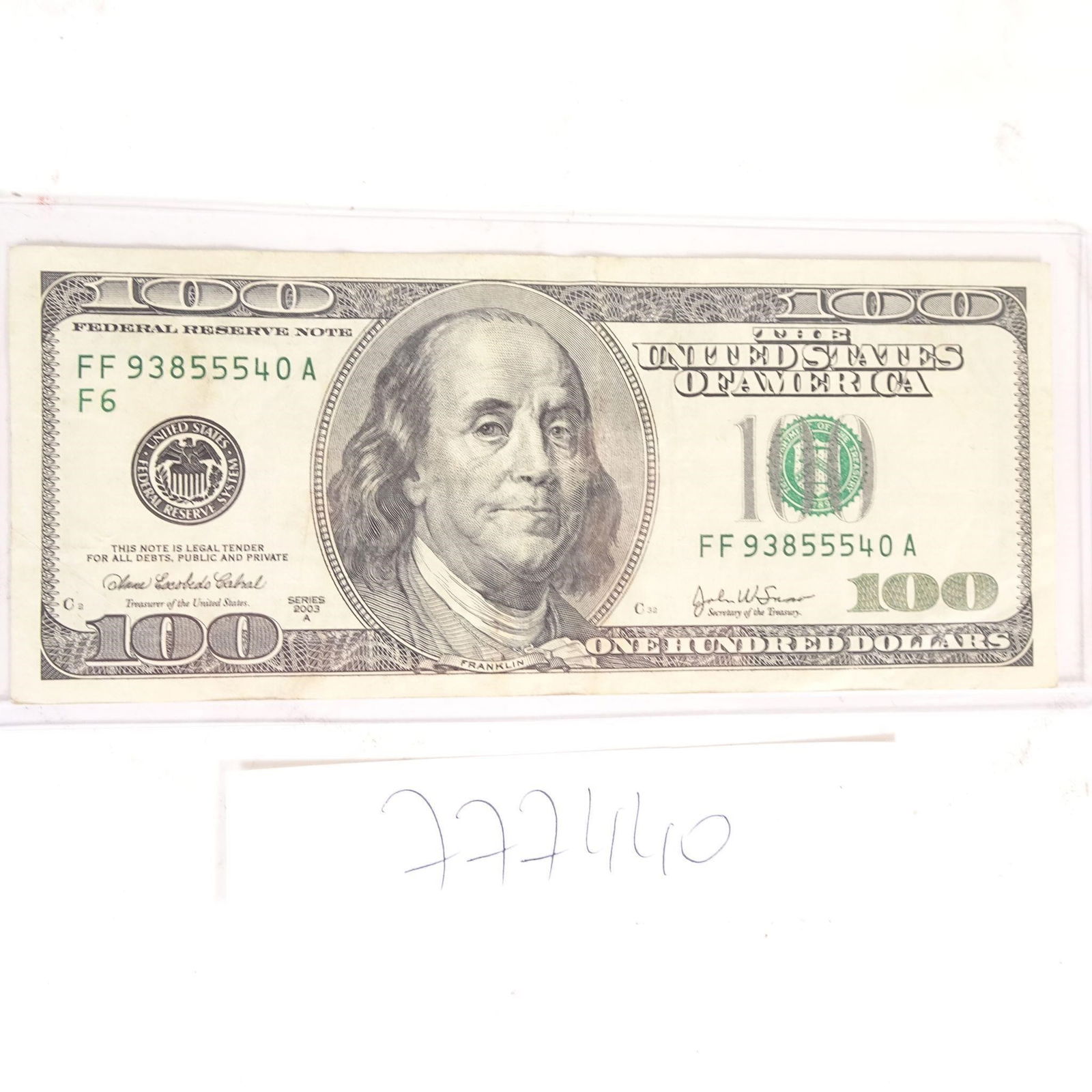 2003 Authentic Usable United States $100 (1 of 2)