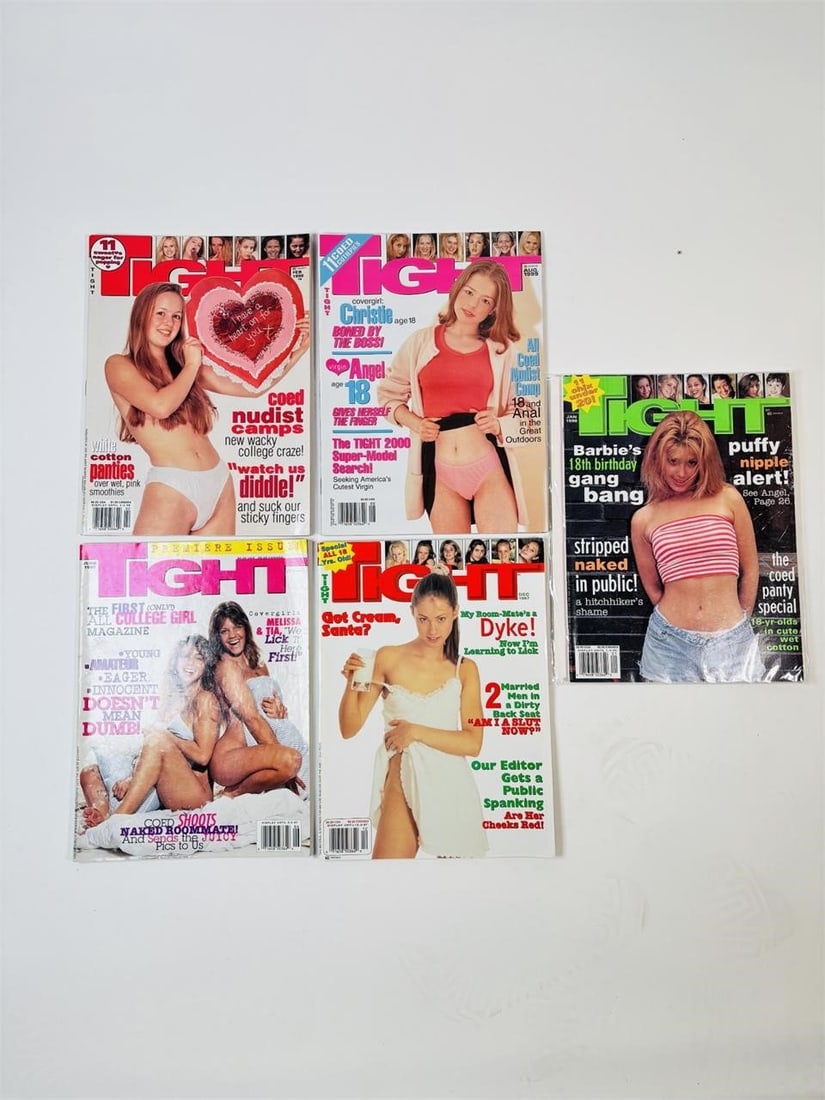 Vintage Tight Adult Magazines 90s/2000s: set of five (5) vintage issues of Tight Magazine. Known for its explicit, high-energy pornographic photography and "street-style" aesthetic, this publication is a sought-after staple of 1990s and earl