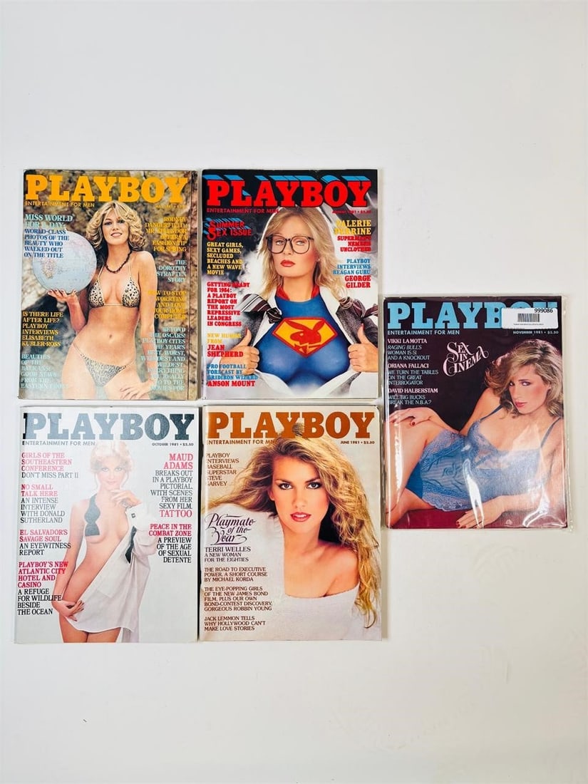 Vintage Playboy Lot - 5 Issues from 1981: set of five (5) vintage issues of Playboy Magazine. Known for its sophisticated blend of world-class photography, award-winning journalism, and interviews with the most influential figures of the 20th