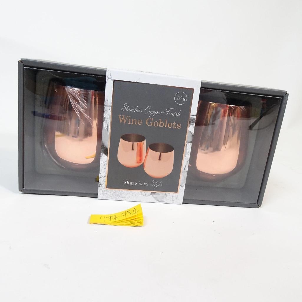 Stemless Copper Finish Wine Goblets - 2
