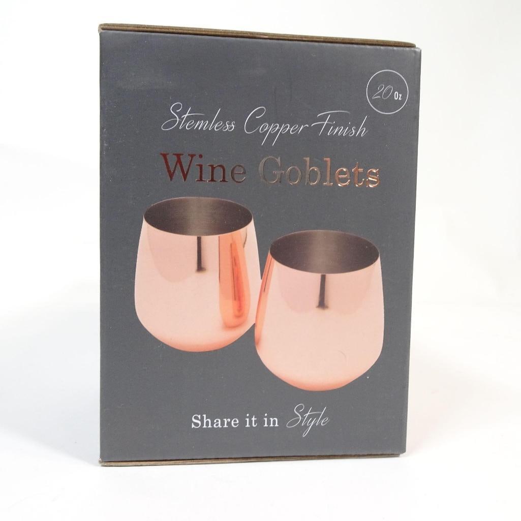 Stemless Copper Finish Wine Goblets - 5