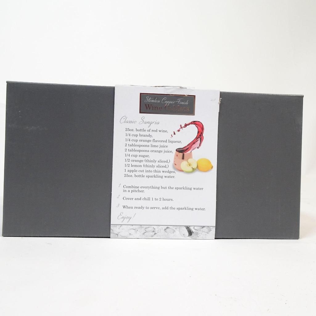 Stemless Copper Finish Wine Goblets - 6