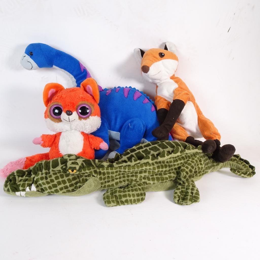 Plush Toy Lot: Mixed plush toy lot featuring five colorful stuffed animals in soft pastel tones. Soft fabrics and bright colors make this a great bundle for kids, collectors, or resale. Condition: Pre-owned,